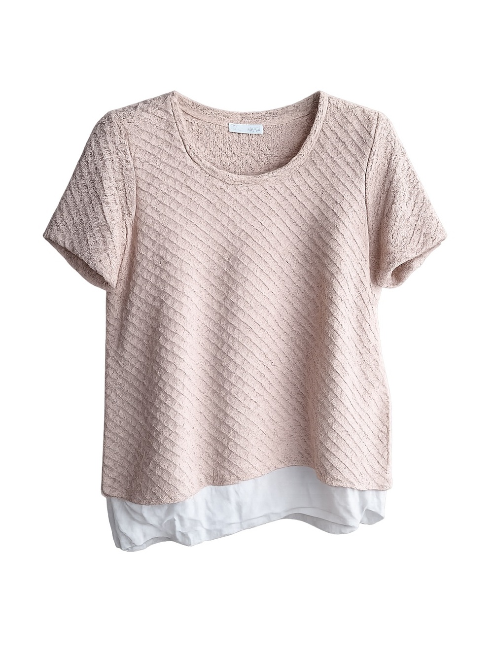 Zara Collection Pink Textured Knit Layered Top Size M